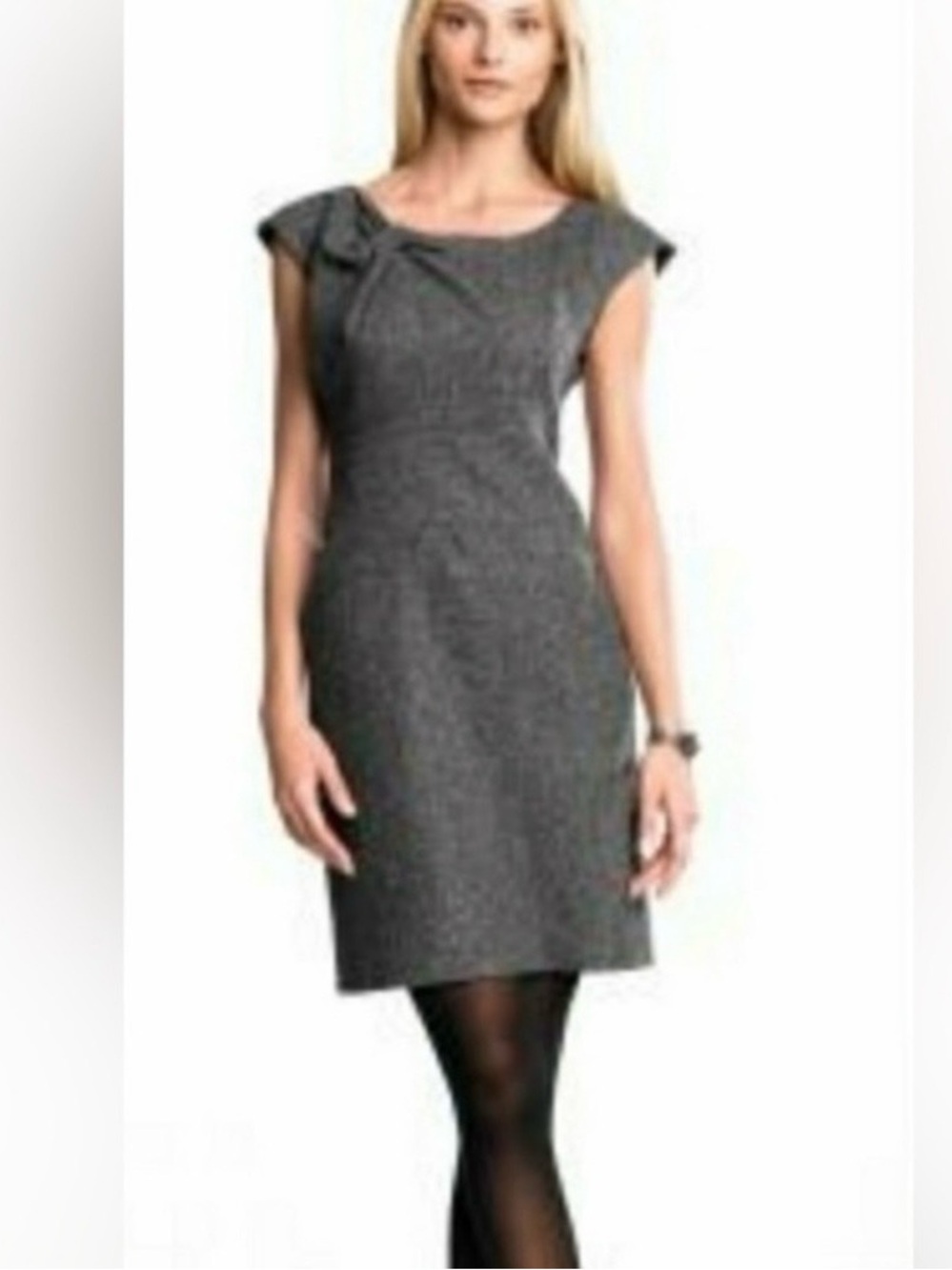 Banana Republic Dress Womens 6 Gray Tweed Pockets Wool Blend Office Sleeveless